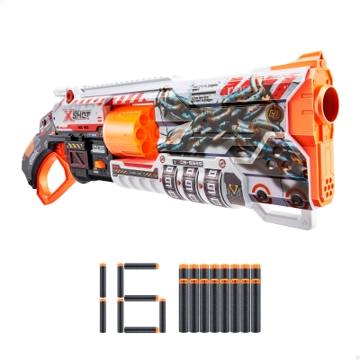 Pistola Dardos X-Shot Lock Blaster Bloqueo QR Cañón 8 Dardos, 60x6,5x29 Cm, Multicolor