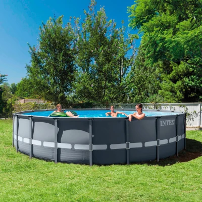 Piscina Desmontable Redonda Ultra XTR Frame, Depuradora de Arena, 610x122 Cm, Gris Oscuro