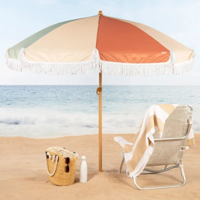 Sombrilla de Playa 8 Varillas con Flecos, 200 Cm, Multicolor