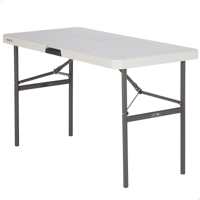 Mesa Plegable Rectangular Ultrarresistente con Tablero 54 Mm, 122x61x74 Cm, Crema
