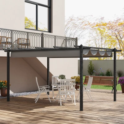 Outsunny Aluminium Pergola Canopy Shelter 4x3m Grey