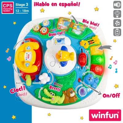 Mesa de Actividades Trotamundos Interactiva Winfun, 46x46x41 Cm, Multicolor