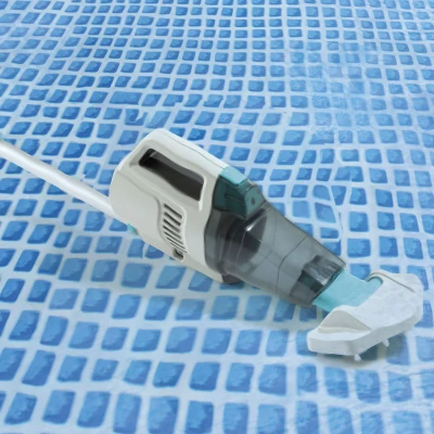 Aspiradora de Piscina Manual Batería Recargable 100 Min Autonomía, Mástil 2,8 M, Azul