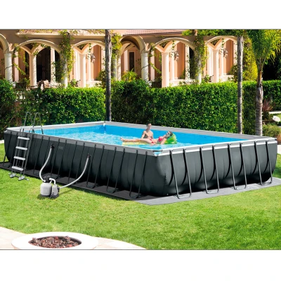 Piscina Desmontable INTEX Ultra XTR Frame con Depuradora y Clorador, 975x488x132 Cm, Gris