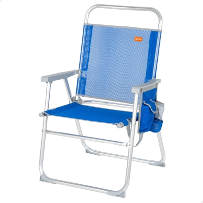 Silla de Playa Plegable Fija Alta Aktive Beach, 48x50x88 Cm, Azul