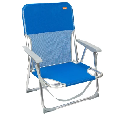 Silla Playa Baja Plegable Aktive Beach Respaldo Fijo, Aluminio y Textileno, 44x40x72 Cm, Azul