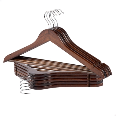 Perchas de Madera Pack 10 Antideslizantes, 44,5x23 Cm, Marrón Oscuro