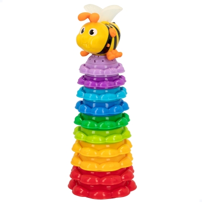 Torre Apilable Musical Abeja Hablante con 10 Flores, 25x10x29 Cm, Multicolor