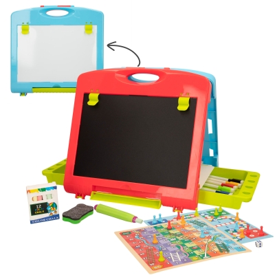 Pizarra Infantil Doble Cara 3 en 1 Plegable, 34x6,5x33,5 Cm, Multicolor