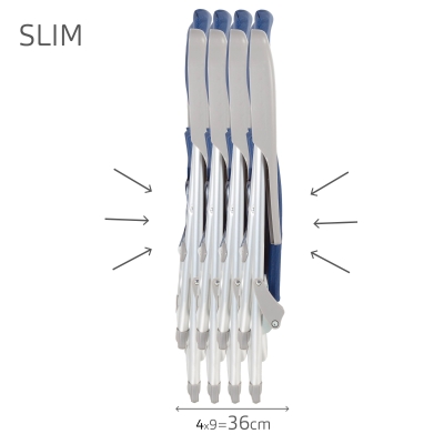 Silla de Playa Plegado Slim 6 Posiciones, 47x60x94 Cm, Azul Marino