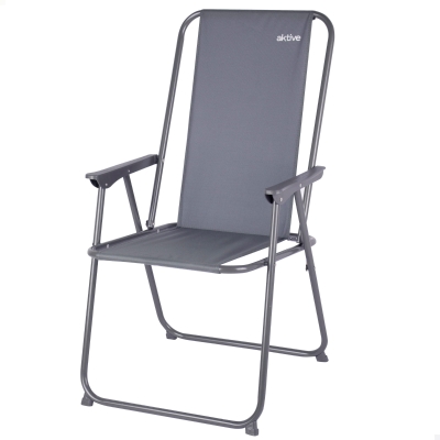 Silla Plegable de Camping con Topes Antivuelco, 53x5x81 Cm, Gris