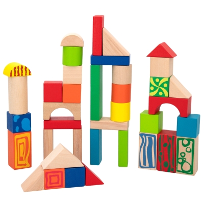 Bloques de Construcción de Madera 50 Piezas, 20x20x16,5 Cm, Multicolor
