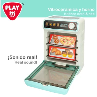 Mini Horno Juguete 2 en 1 con Vitrocerámica, 18x11x24 Cm, Multicolor