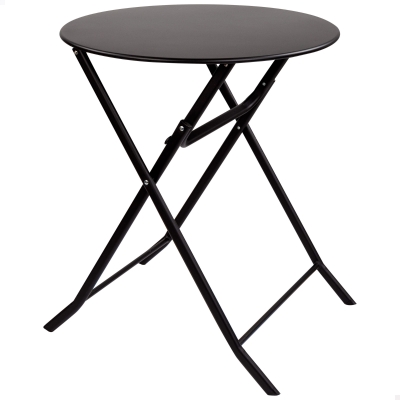 Mesa Redonda Plegable Metal, 60x60x70 Cm, Negro