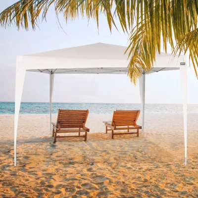 Cenador Plegable con Altura Ajustable, 300x300x240/250 Cm, Blanco