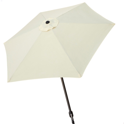 Sombrilla Terraza Hexagonal UV50 Mástil Inclinable con Manivela Ø270 Cm, Crema
