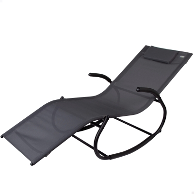 Tumbona Mecedora Aktive Garden con Cojín y Estructura de Acero, 172x53x75 Cm, Antracita