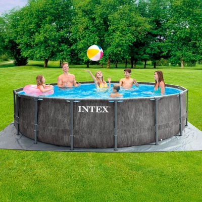 Piscina Desmontable Redonda Prisma Frame Greywood con Depuradora, 549x122 Cm, Gris