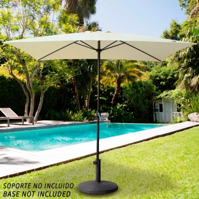 Parasol Rectangular Mástil de Aluminio con Manivela, 200x300x245 Cm, Crema