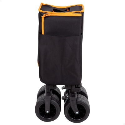 Carro Playa Aktive Plegable Estructura de Acero Ruedas 360º Desmontables 80 Kg, Negro