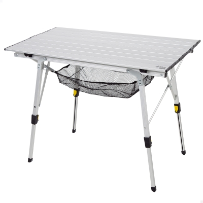 Mesa Plegable Camping Aktive Antideslizante y Ajustable, 19,5x14x93,5 Cm, Plata