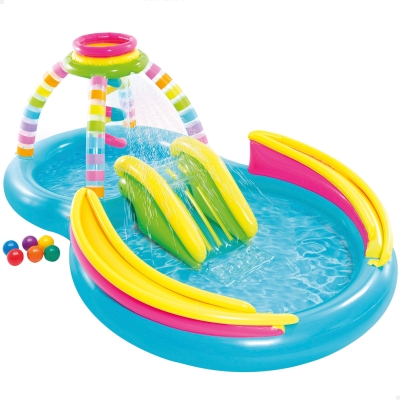 Centro de Juegos Hinchable 2 en 1 con Tobogán, 191x295x109 Cm, Multicolor
