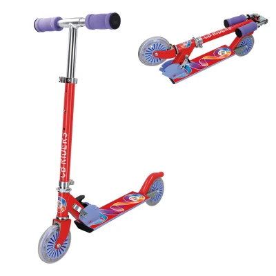 Patinete Infantil 2 Ruedas Plegable Aluminio Manillar Regulable 62x32x80 Cm, Rojo