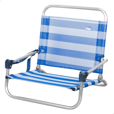 Silla Plegable de Playa Aktive, Ultraligera con Asa de Hombro, 54x8x52 Cm, Azul y Blanco