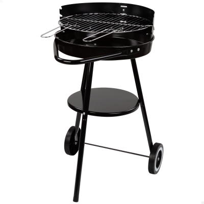 Barbacoa de Carbón Portátil Aktive, Parrilla Regulable 3 Alturas, 42x77 Cm, Negro