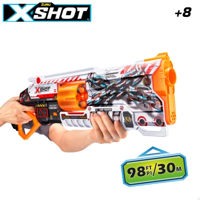 Pistola Dardos X-Shot Lock Blaster Bloqueo QR Cañón 8 Dardos, 60x6,5x29 Cm, Multicolor