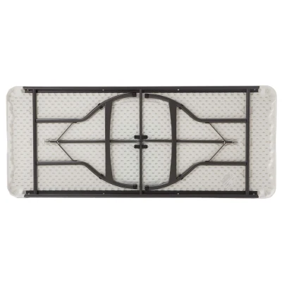 Mesa Rectangular Patas Abatibles, 182x76x74 Cm, Blanco Efecto Granito