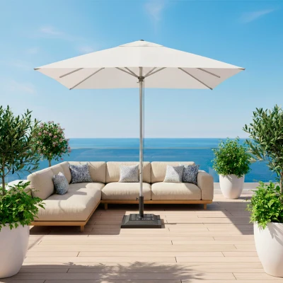 Base para Sombrilla Cuadrada Poliresina 12 Kg Apta para Mástil 38/48 Mm 44x44x33 Cm, Negro