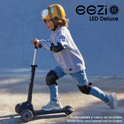 Patinete 3 Ruedas Infantil Plegable con Ruedas Luminosas, 30x61,5x64-78 Cm, Negro