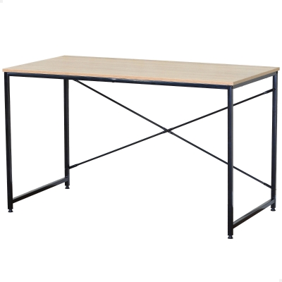 Escritorio Industrial Madera y Acero con Refuerzos en X, 120x60x71 Cm, Negro