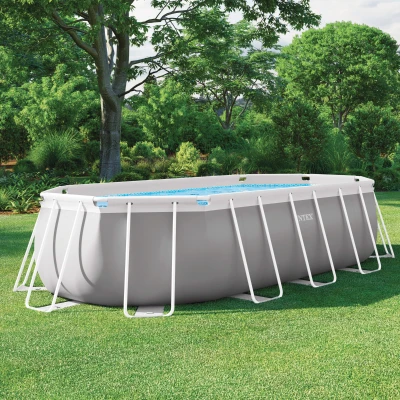 Piscina Desmontable Ovalada Prisma Frame con Depuradora, 503x274x122 Cm, Gris