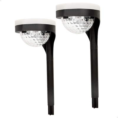 Pack 2 Focos Solares LED Doble Luz Cálida, Ø12x49 Cm, Negro y Blanco