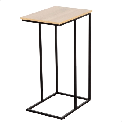 Mesa Auxiliar en Forma de C Estilo Industrial con Estructura de Acero y Tablero, 40x30x66 Cm, Negro