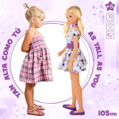 Muñeca Grande Articulada María con Vestido, 32x17x109,5 Cm, Rubia