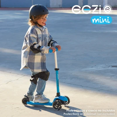 Patinete 3 Ruedas Infantil EEZI con Manillar Desmontable y Regulable, 26x61x55,5-62,5 Cm, Azul