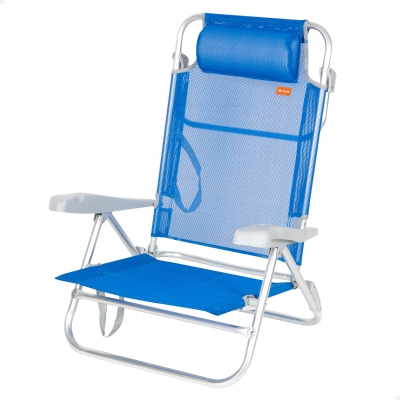 Silla de Playa Aktive Plegable Reclinable 8 Posiciones, 74x12x65 Cm, Azul