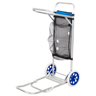 Carro de Playa Convertible 2 en 1 Aluminio Plegable, 47x76x100 Cm, Azul