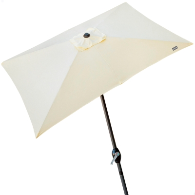 Parasol Rectangular Mástil de Aluminio con Manivela, 200x300x245 Cm, Crema