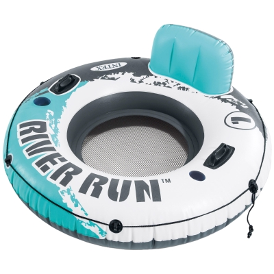 Flotador Rueda Hinchable INTEX con Respaldo, Ø135 Cm, Azul, Blanco y Gris