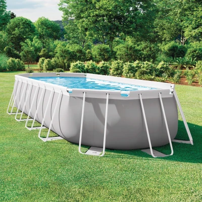 Piscina Desmontable Ovalada Prism Frame con Depuradora de Cartucho, 610x305x122 Cm, Gris Claro