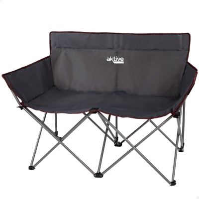 Silla de Camping Doble Plegable con Estructura de Acero, 107x63x88 Cm, Negro