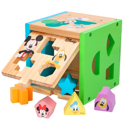 Cubo Encajable de Madera Disney, 13 Bloques, 15x15x15 Cm, Multicolor