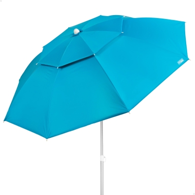 Sombrilla de Playa Antiviento Regulable 8 Varillas, 200x200x200 Cm, Azul