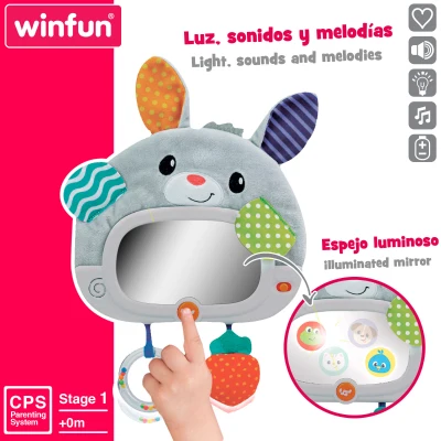 Espejo Interactivo para Cuna con Luz y Sonido, 25x2,5x35 Cm, Multicolor