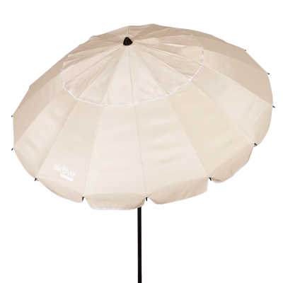 Sombrilla de Playa Antiviento 16 Varillas de Fibra de Vidrio, 220x145x225 Cm, Crema