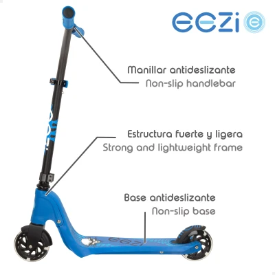 Patinete 2 Ruedas Luminosas, Manillar Regulable, 33x69x70-80 Cm, Azul